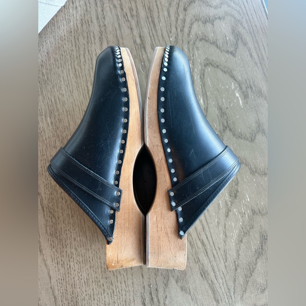 Isabel Marant Thalie Black Leather Clogs Size 37 - Picture 3 of 7